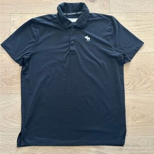 abercrombie kids Black Men's Polo with White Moose Logo